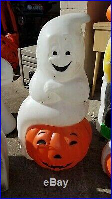 Vtg Halloween Blow mold lot of 9 large witch Ghost. Free ship with buy it now