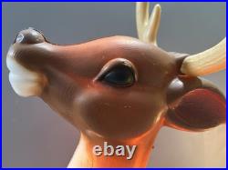Vtg Lighted Empire Sleigh Santa Sled with Reindeer Christmas Decor Large Blow Mold