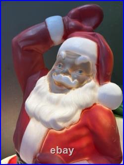 Vtg Lighted Empire Sleigh Santa Sled with Reindeer Christmas Decor Large Blow Mold