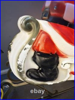 Vtg Lighted Empire Sleigh Santa Sled with Reindeer Christmas Decor Large Blow Mold