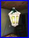 Vtg Municipal City Xmas Lantern Lighted White Blow Mold Stain Glass Look 34 Tall