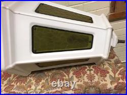 Vtg Municipal City Xmas Lantern Lighted White Blow Mold Stain Glass Look 34 Tall