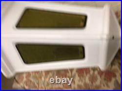 Vtg Municipal City Xmas Lantern Lighted White Blow Mold Stain Glass Look 34 Tall