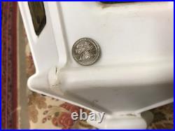 Vtg Municipal City Xmas Lantern Lighted White Blow Mold Stain Glass Look 34 Tall