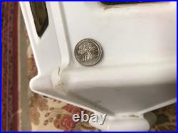 Vtg Municipal City Xmas Lantern Lighted White Blow Mold Stain Glass Look 34 Tall