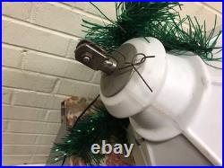 Vtg Municipal City Xmas Lantern Lighted White Blow Mold Stain Glass Look 34 Tall