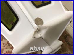 Vtg Municipal City Xmas Lantern Lighted White Blow Mold Stain Glass Look 34 Tall