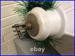 Vtg Municipal City Xmas Lantern Lighted White Blow Mold Stain Glass Look 34 Tall