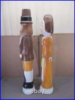 Vtg PILGRIMES of MAN & WOMAN Lighted Thanksgiving Blow Molds By Don Featherstone
