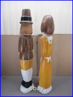 Vtg PILGRIMES of MAN & WOMAN Lighted Thanksgiving Blow Molds By Don Featherstone