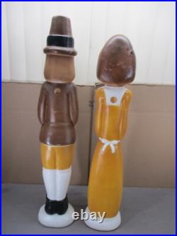 Vtg PILGRIMES of MAN & WOMAN Lighted Thanksgiving Blow Molds By Don Featherstone