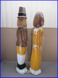 Vtg PILGRIMES of MAN & WOMAN Lighted Thanksgiving Blow Molds By Don Featherstone