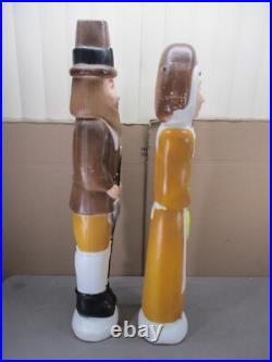 Vtg PILGRIMES of MAN & WOMAN Lighted Thanksgiving Blow Molds By Don Featherstone