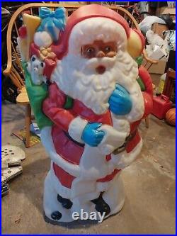 Vtg Santas Best XL 42 Santa Claus Blow Mold Toy Bag Christmas Décor Xmas Black