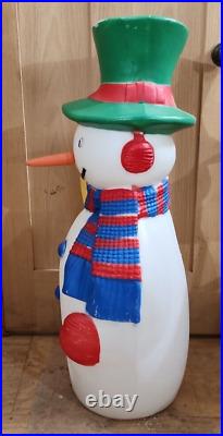 Vtg TPI 1988 Lighted Christmas Snowman Blow Mold with Broom & Carrot Nose 41