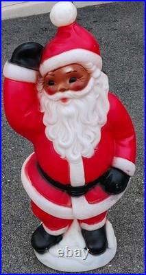 Vtg Waving Santa Blow Mold General Foam Christmas 40 Tall Black Works See Pics