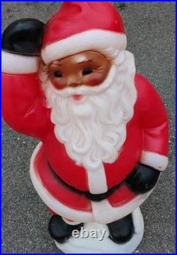 Vtg Waving Santa Blow Mold General Foam Christmas 40 Tall Black Works See Pics