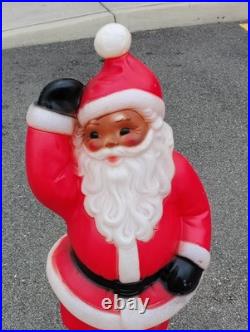 Vtg Waving Santa Blow Mold General Foam Christmas 40 Tall Black Works See Pics