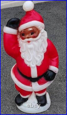 Vtg Waving Santa Blow Mold General Foam Christmas 40 Tall Black Works See Pics