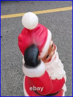 Vtg Waving Santa Blow Mold General Foam Christmas 40 Tall Black Works See Pics