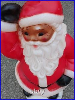 Vtg Waving Santa Blow Mold General Foam Christmas 40 Tall Black Works See Pics