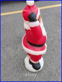 Vtg Waving Santa Blow Mold General Foam Christmas 40 Tall Black Works See Pics