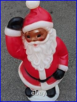 Vtg Waving Santa Blow Mold General Foam Christmas 40 Tall Black Works See Pics
