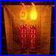 Vtg pair large 6in diameter Noel lighted candle sticks blow molds new light cord