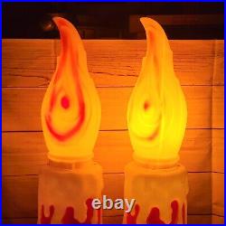 Vtg pair large 6in diameter Noel lighted candle sticks blow molds new light cord
