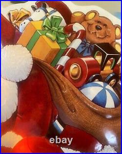 XL Vintage Christmas Lighted Santa Claus Chimney Toys Vacuform Yard Decor 35x24
